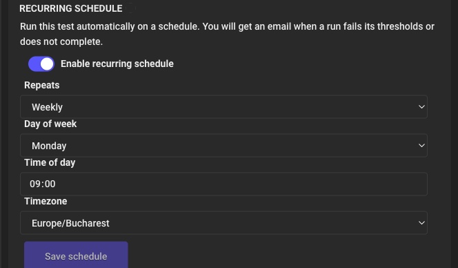 Schedule Recurring Tests